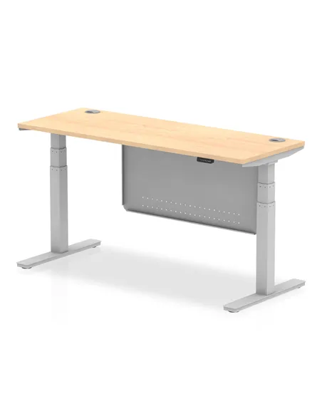 Dynamic Air Modesty 1600 x 600mm Height Adjustable Office Desk Maple Top Cable Ports Modesty Panel HA01375