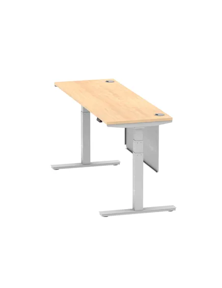 Dynamic Air Modesty 1800 x 600mm Height Adjustable Office Desk Maple Top Cable Ports Modesty Panel HA01376