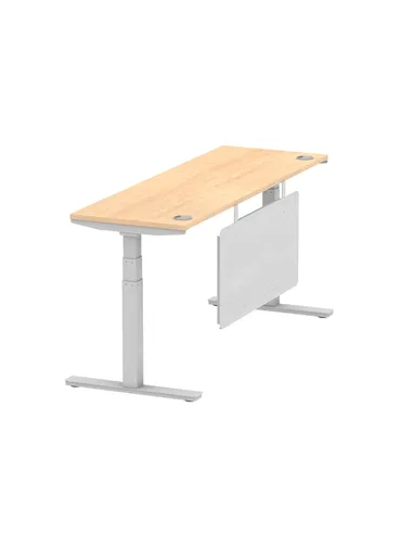 Dynamic Air Modesty 1800 x 600mm Height Adjustable Office Desk Maple Top Cable Ports Modesty Panel HA01376