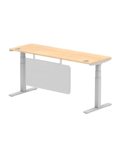 Dynamic Air Modesty 1800 x 600mm Height Adjustable Office Desk Maple Top Cable Ports Modesty Panel HA01376
