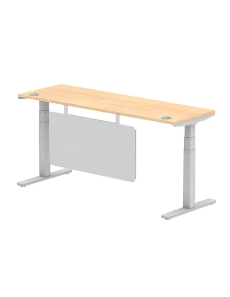 Dynamic Air Modesty 1800 x 600mm Height Adjustable Office Desk Maple Top Cable Ports Modesty Panel HA01376
