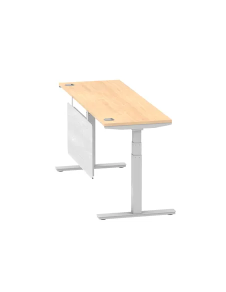 Dynamic Air Modesty 1800 x 600mm Height Adjustable Office Desk Maple Top Cable Ports Modesty Panel HA01376