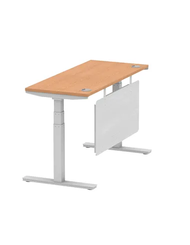 Dynamic Air Modesty 1400 x 600mm Height Adjustable Office Desk Oak Top Cable Ports Modesty Panel HA01378
