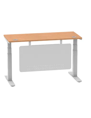 Dynamic Air Modesty 1400 x 600mm Height Adjustable Office Desk Oak Top Cable Ports Modesty Panel HA01378