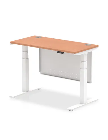Dynamic Air Modesty 1200 x 600mm Height Adjustable Office Desk Beech Top Cable Ports Modesty Panel HA01381