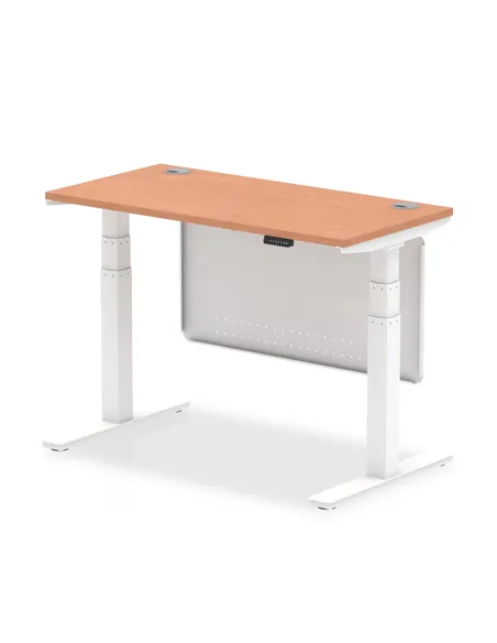 Dynamic Air Modesty 1200 x 600mm Height Adjustable Office Desk Beech Top Cable Ports Modesty Panel HA01381