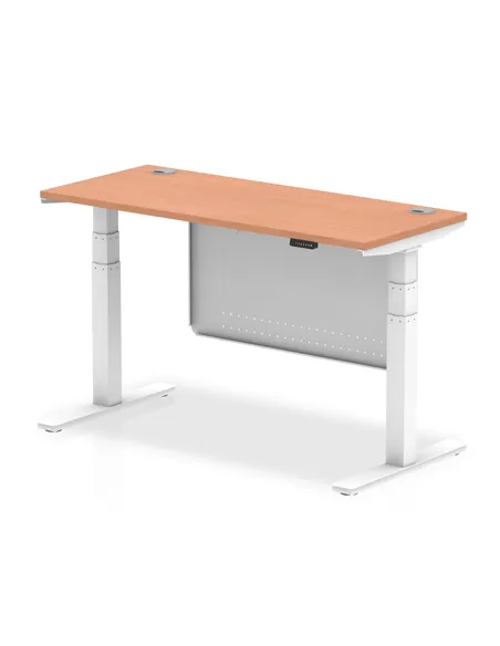 Dynamic Air Modesty 1400 x 600mm Height Adjustable Office Desk Beech Top Cable Ports Modesty Panel HA01382