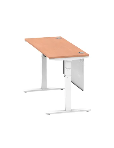Dynamic Air Modesty 1400 x 600mm Height Adjustable Office Desk Beech Top Cable Ports Modesty Panel HA01382