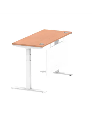 Dynamic Air Modesty 1400 x 600mm Height Adjustable Office Desk Beech Top Cable Ports Modesty Panel HA01382