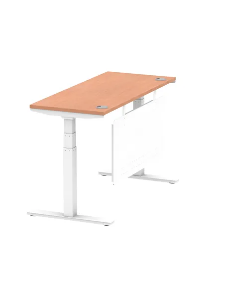 Dynamic Air Modesty 1400 x 600mm Height Adjustable Office Desk Beech Top Cable Ports Modesty Panel HA01382