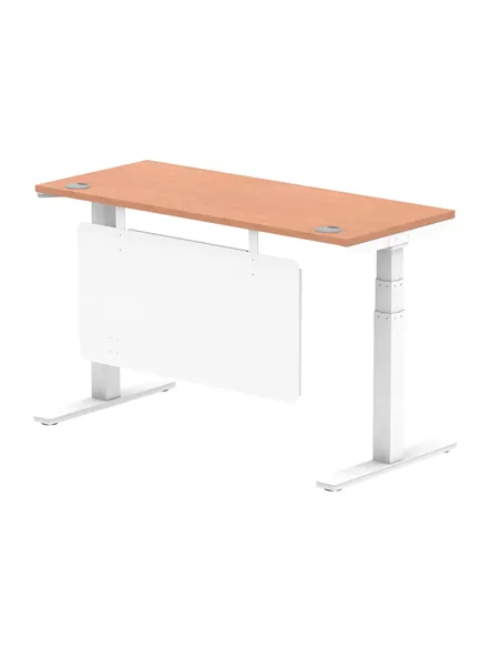 Dynamic Air Modesty 1400 x 600mm Height Adjustable Office Desk Beech Top Cable Ports Modesty Panel HA01382