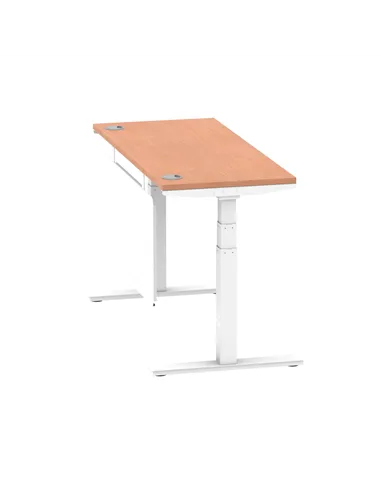 Dynamic Air Modesty 1400 x 600mm Height Adjustable Office Desk Beech Top Cable Ports Modesty Panel HA01382