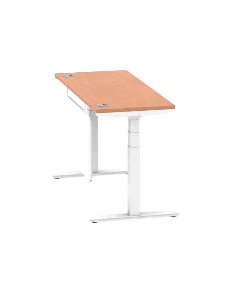 Dynamic Air Modesty 1400 x 600mm Height Adjustable Office Desk Beech Top Cable Ports Modesty Panel HA01382