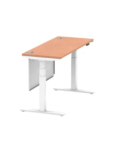 Dynamic Air Modesty 1400 x 600mm Height Adjustable Office Desk Beech Top Cable Ports Modesty Panel HA01382