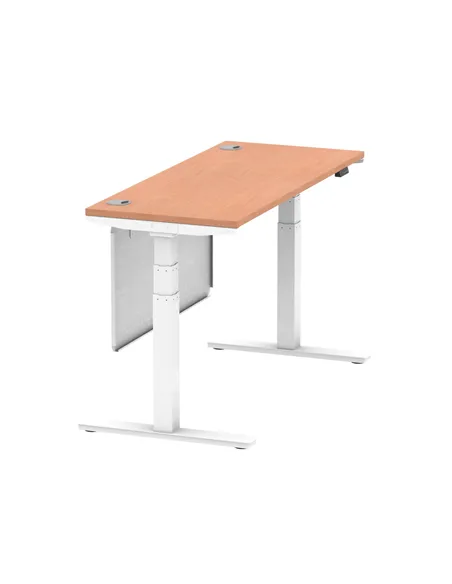 Dynamic Air Modesty 1400 x 600mm Height Adjustable Office Desk Beech Top Cable Ports Modesty Panel HA01382