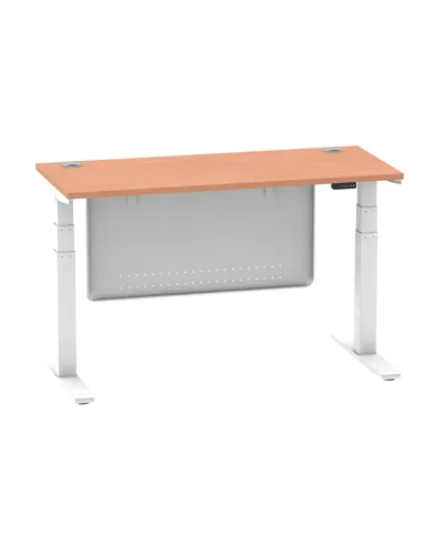 Dynamic Air Modesty 1400 x 600mm Height Adjustable Office Desk Beech Top Cable Ports Modesty Panel HA01382