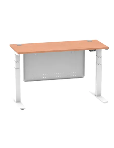 Dynamic Air Modesty 1400 x 600mm Height Adjustable Office Desk Beech Top Cable Ports Modesty Panel HA01382