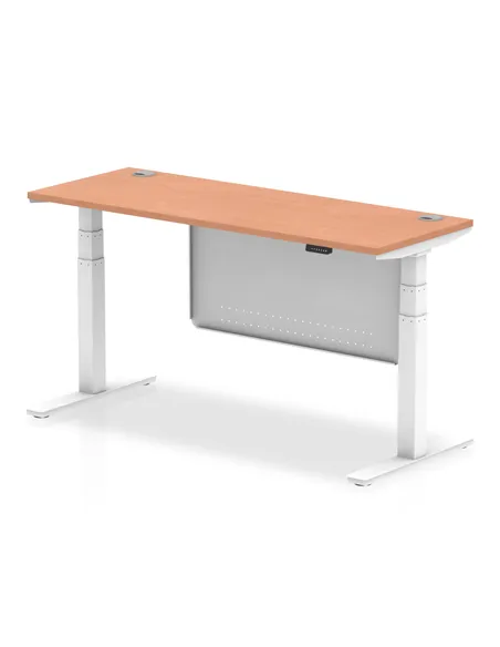 Dynamic Air Modesty 1600 x 600mm Height Adjustable Office Desk Beech Top Cable Ports Modesty Panel HA01383