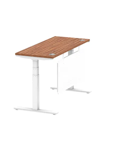 Dynamic Air Modesty 1400 x 600mm Height Adjustable Office Desk Walnut Top Cable Ports Modesty Panel HA01386