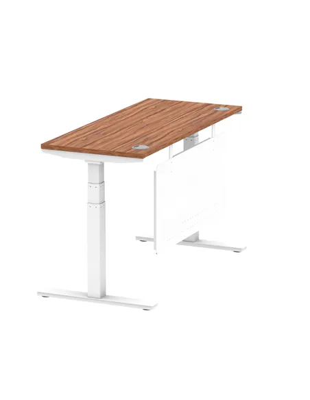 Dynamic Air Modesty 1400 x 600mm Height Adjustable Office Desk Walnut Top Cable Ports Modesty Panel HA01386