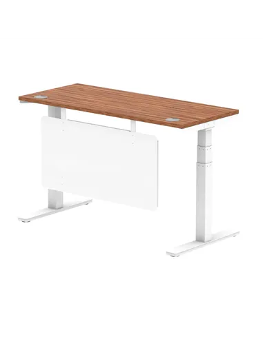 Dynamic Air Modesty 1400 x 600mm Height Adjustable Office Desk Walnut Top Cable Ports Modesty Panel HA01386
