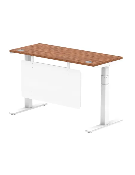 Dynamic Air Modesty 1400 x 600mm Height Adjustable Office Desk Walnut Top Cable Ports Modesty Panel HA01386