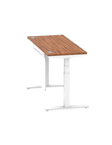 Dynamic Air Modesty 1400 x 600mm Height Adjustable Office Desk Walnut Top Cable Ports Modesty Panel HA01386