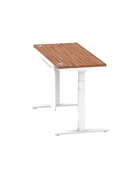 Dynamic Air Modesty 1400 x 600mm Height Adjustable Office Desk Walnut Top Cable Ports Modesty Panel HA01386