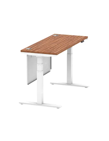 Dynamic Air Modesty 1400 x 600mm Height Adjustable Office Desk Walnut Top Cable Ports Modesty Panel HA01386