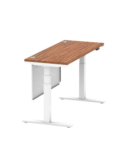 Dynamic Air Modesty 1400 x 600mm Height Adjustable Office Desk Walnut Top Cable Ports Modesty Panel HA01386