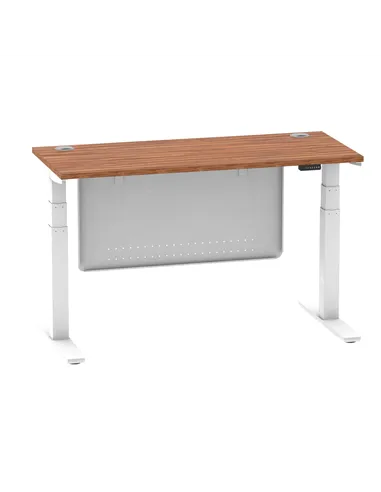 Dynamic Air Modesty 1400 x 600mm Height Adjustable Office Desk Walnut Top Cable Ports Modesty Panel HA01386