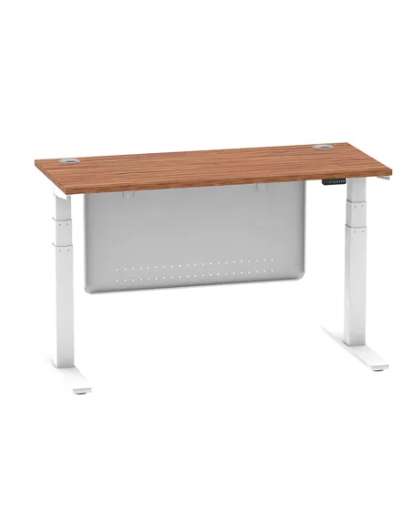 Dynamic Air Modesty 1400 x 600mm Height Adjustable Office Desk Walnut Top Cable Ports Modesty Panel HA01386