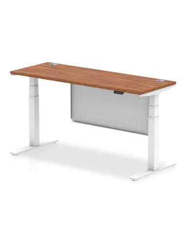 Dynamic Air Modesty 1600 x 600mm Height Adjustable Office Desk Walnut Top Cable Ports Modesty Panel HA01387