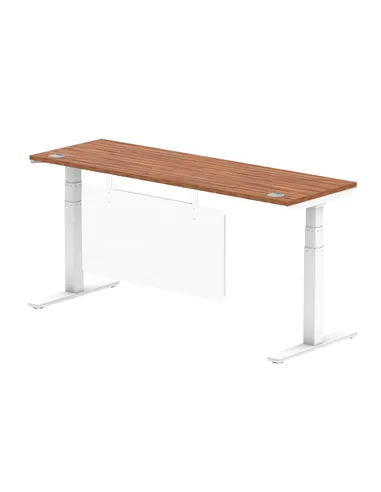 Dynamic Air Modesty 1800 x 600mm Height Adjustable Office Desk Walnut Top Cable Ports Modesty Panel HA01388