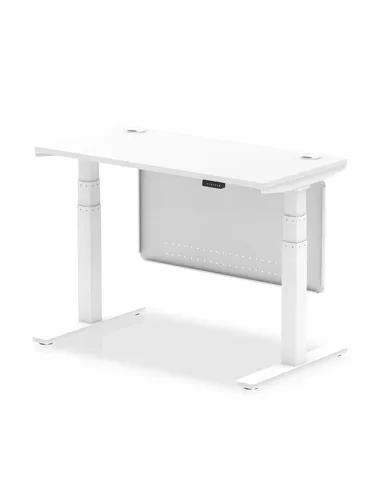 Dynamic Air Modesty 1200 x 600mm Height Adjustable Office Desk White Top Cable Ports Modesty Panel HA01389