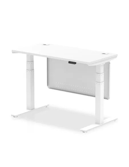 Dynamic Air Modesty 1200 x 600mm Height Adjustable Office Desk White Top Cable Ports Modesty Panel HA01389