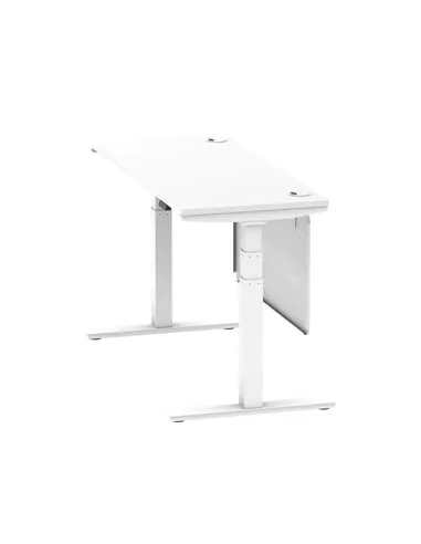 Dynamic Air Modesty 1400 x 600mm Height Adjustable Office Desk White Top Cable Ports Modesty Panel HA01390