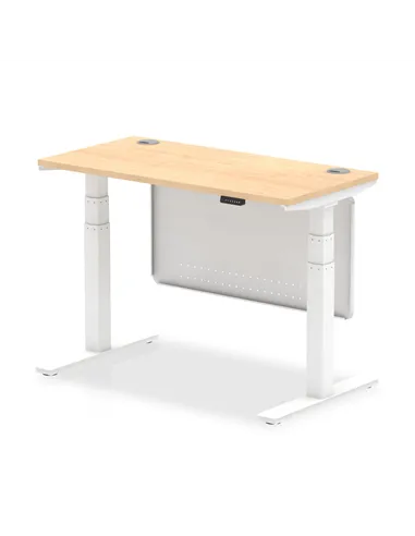 Dynamic Air Modesty 1200 x 600mm Height Adjustable Office Desk Maple Top Cable Ports Modesty Panel HA01393