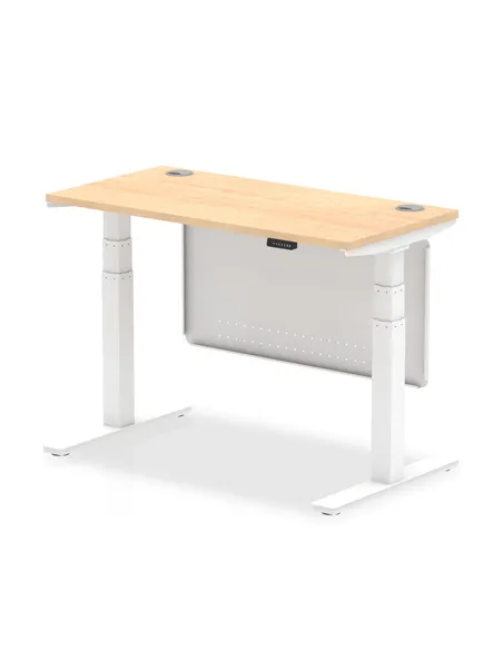 Dynamic Air Modesty 1200 x 600mm Height Adjustable Office Desk Maple Top Cable Ports Modesty Panel HA01393