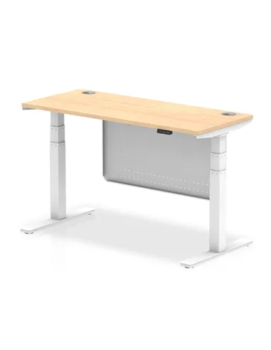 Dynamic Air Modesty 1400 x 600mm Height Adjustable Office Desk Maple Top Cable Ports Modesty Panel HA01394