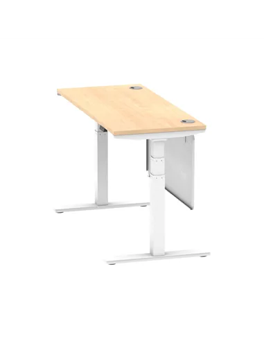 Dynamic Air Modesty 1400 x 600mm Height Adjustable Office Desk Maple Top Cable Ports Modesty Panel HA01394