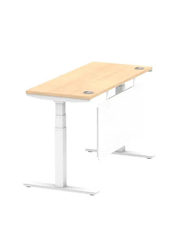 Dynamic Air Modesty 1400 x 600mm Height Adjustable Office Desk Maple Top Cable Ports Modesty Panel HA01394