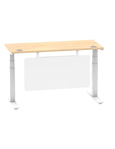 Dynamic Air Modesty 1400 x 600mm Height Adjustable Office Desk Maple Top Cable Ports Modesty Panel HA01394