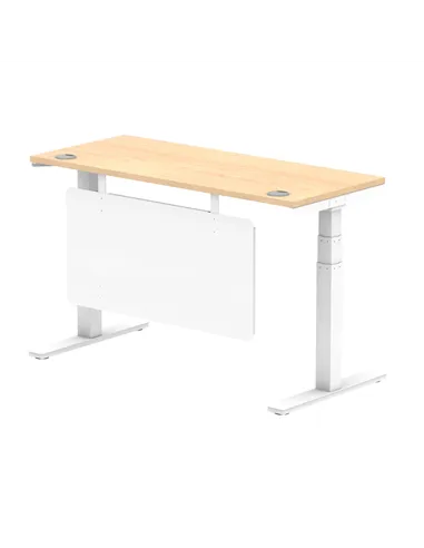 Dynamic Air Modesty 1400 x 600mm Height Adjustable Office Desk Maple Top Cable Ports Modesty Panel HA01394