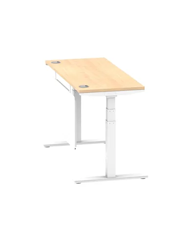 Dynamic Air Modesty 1400 x 600mm Height Adjustable Office Desk Maple Top Cable Ports Modesty Panel HA01394