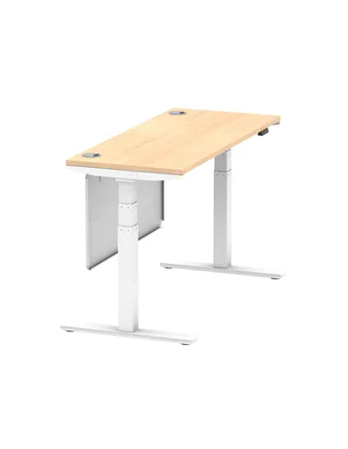 Dynamic Air Modesty 1400 x 600mm Height Adjustable Office Desk Maple Top Cable Ports Modesty Panel HA01394