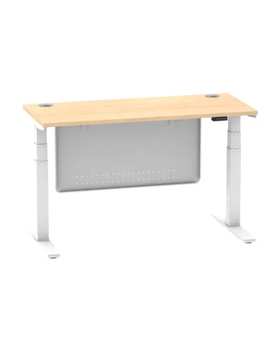 Dynamic Air Modesty 1400 x 600mm Height Adjustable Office Desk Maple Top Cable Ports Modesty Panel HA01394