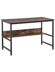 HOMCOM Computer Desk with Storage Shelf, 120 x 60cm Home Office Desk with Metal Frame, Study Table, Easy Assembly, Rustic Brown