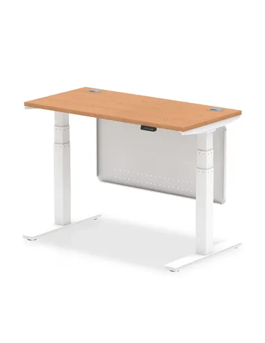 Dynamic Air Modesty 1200 x 600mm Height Adjustable Office Desk Oak Top Cable Ports Modesty Panel HA01397