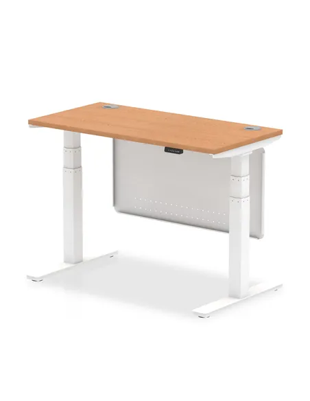Dynamic Air Modesty 1200 x 600mm Height Adjustable Office Desk Oak Top Cable Ports Modesty Panel HA01397